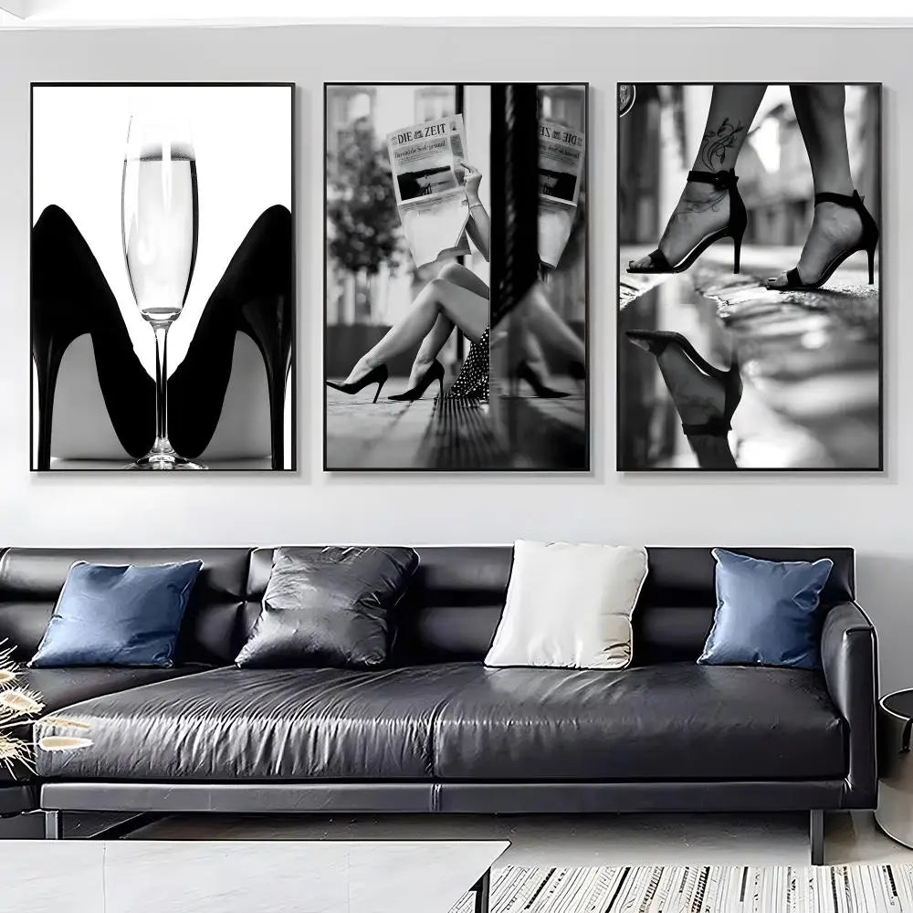 Black & White Women Figure Modern Wall Art Poster Sticker