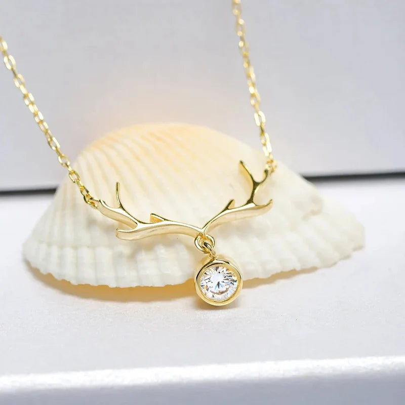 Huitan Christmas Elk Pendant Necklace – Cubic Zirconia 3 Colors