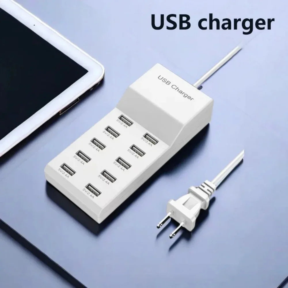 10-Port USB Charging Station 5V 15A | Desktop Hub EU US UK