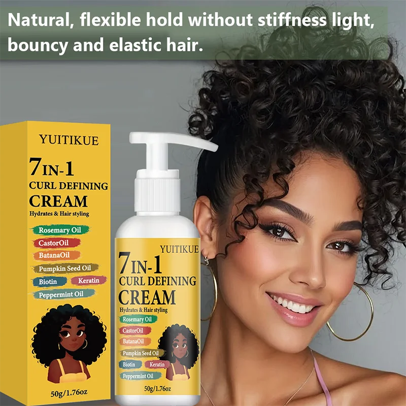 YUITIKUE 7-in-1 Curl Defining Cream | Hydrating, Bouncy Curls