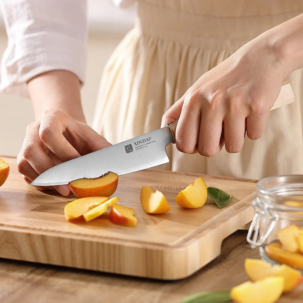 XINZUO 5.28" Aogami No.2 Steel Utility Knife – Maple Buffalo Horn
