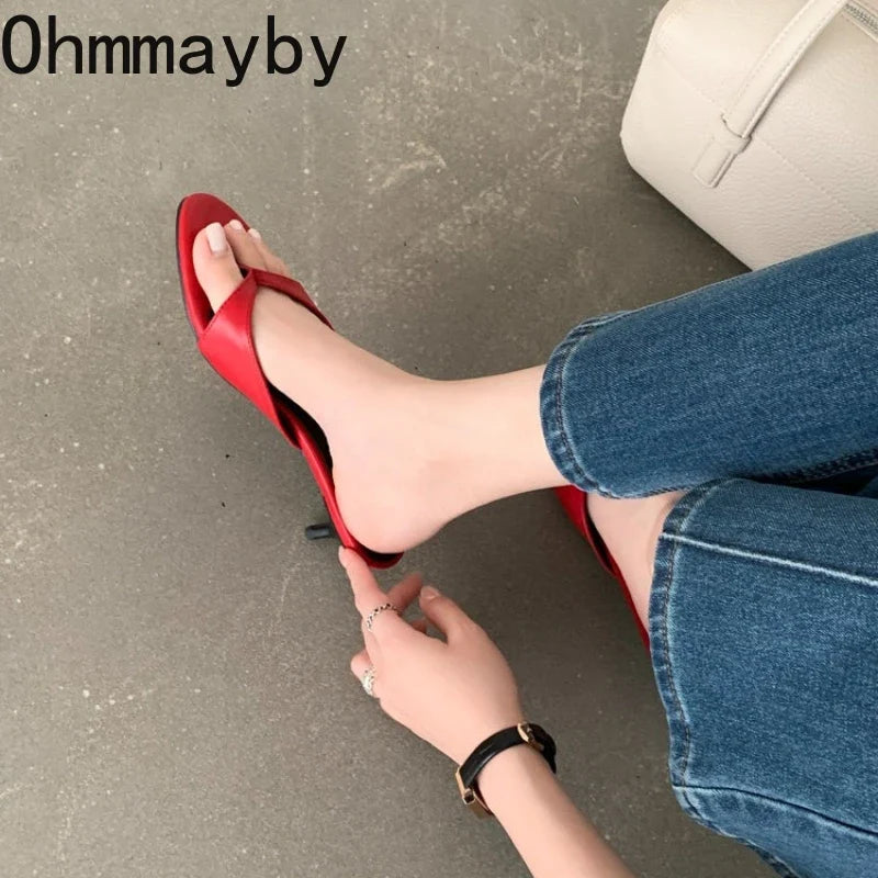 Women's Clip Toe Square Heel Dress Slides – Summer Party Shoes