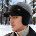 Dual-Tone Knit Baseball Cap – Winter Dad Hat with Ear Flaps