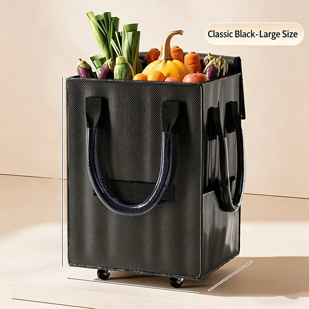 Rolling Grocery Shopping Tote – Large Wheeled Canvas Bag