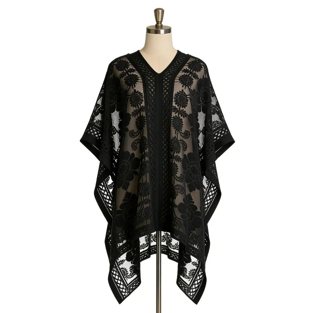 Lace Mesh Beach Cover Up – Bohemian Shawl Plus Size Women