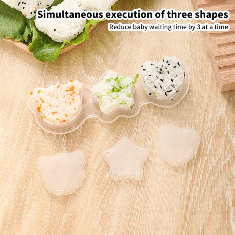 3-in-1 Cartoon Rice Ball Sushi Mold Set – BPA-Free Bento Tool