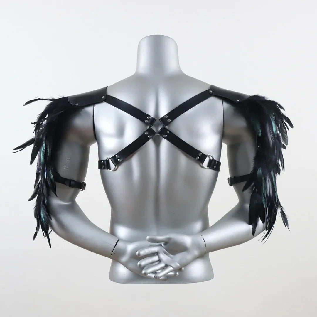 UYEE Belt Feather Shrugs Shawls Gothic Punk Cape Jacket Scarf