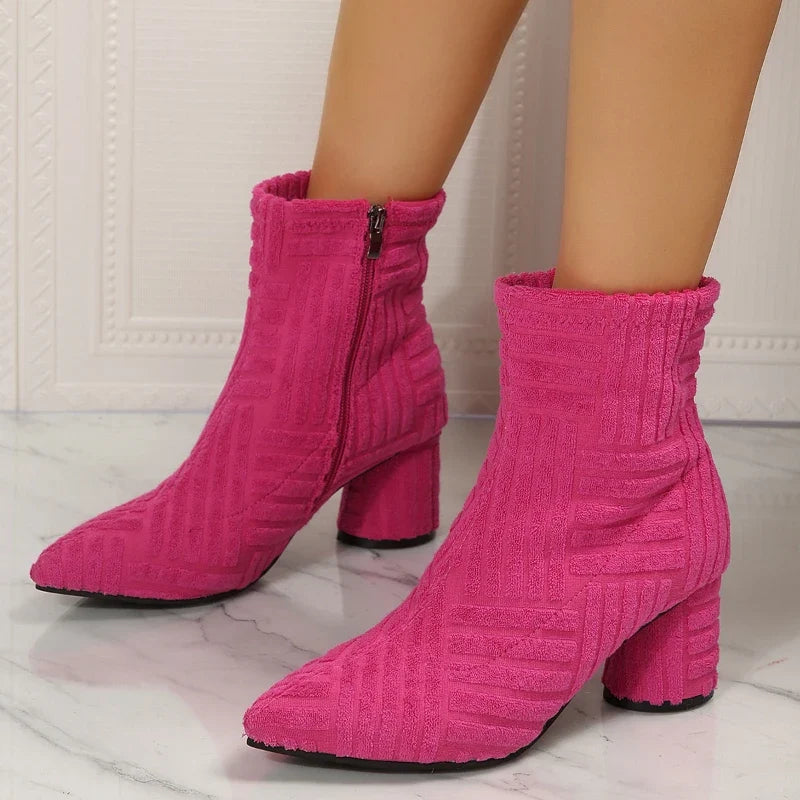 Women's Suede Ankle Boots – Pointed Toe Square Heel | YBQJOO