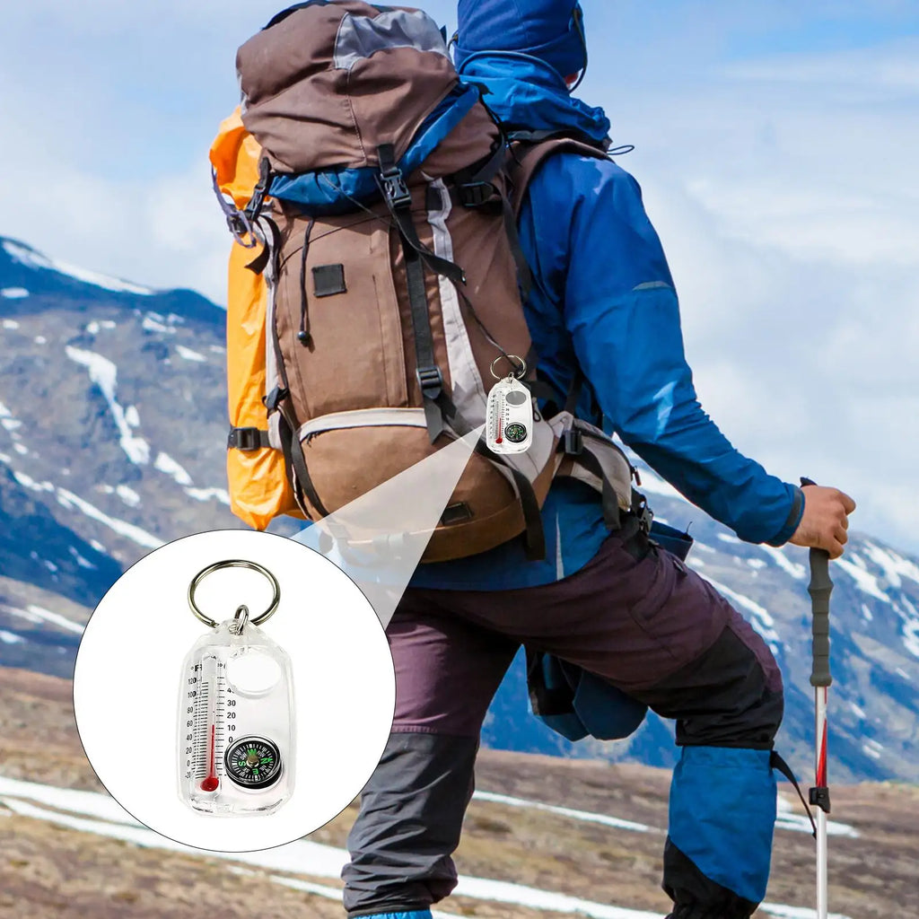 3-in-1 Mini Keychain Compass & Thermometer | Camping Tool