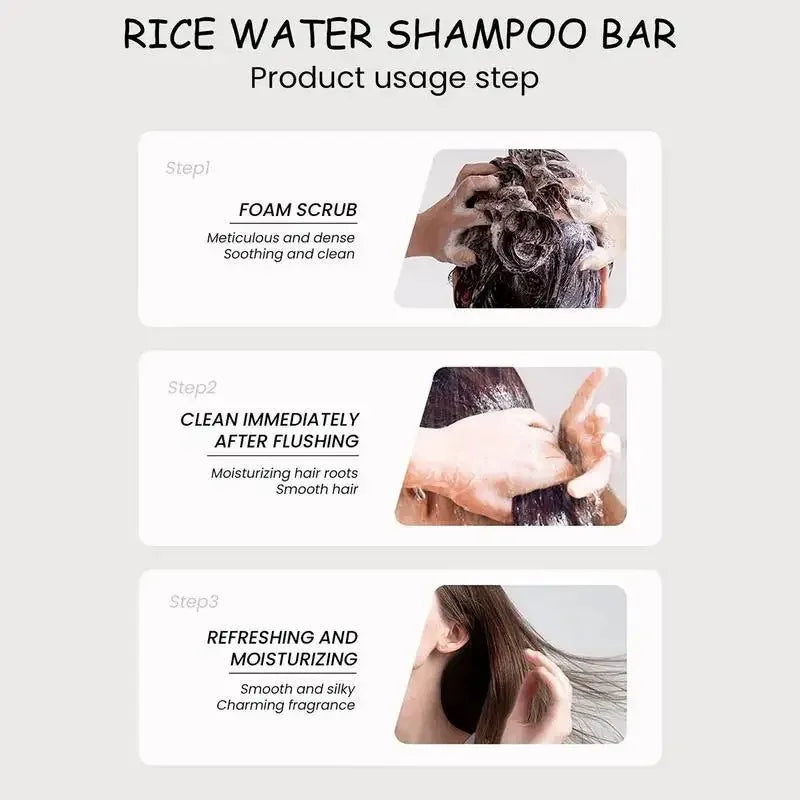 Organic Rice Water Shampoo Bar – Hair Growth & Nourishing 60g