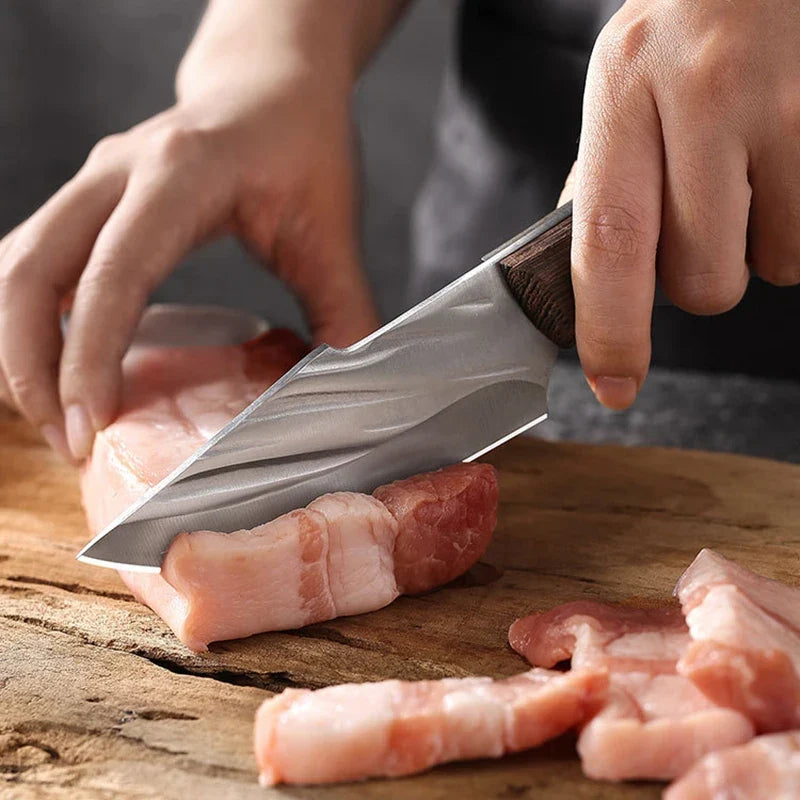Stainless Steel Boning Knife with Sheath & Wood Handle
