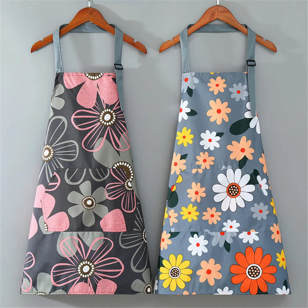 Cute Flower Kitchen Household Oil-proof Cooking Apron Women Children