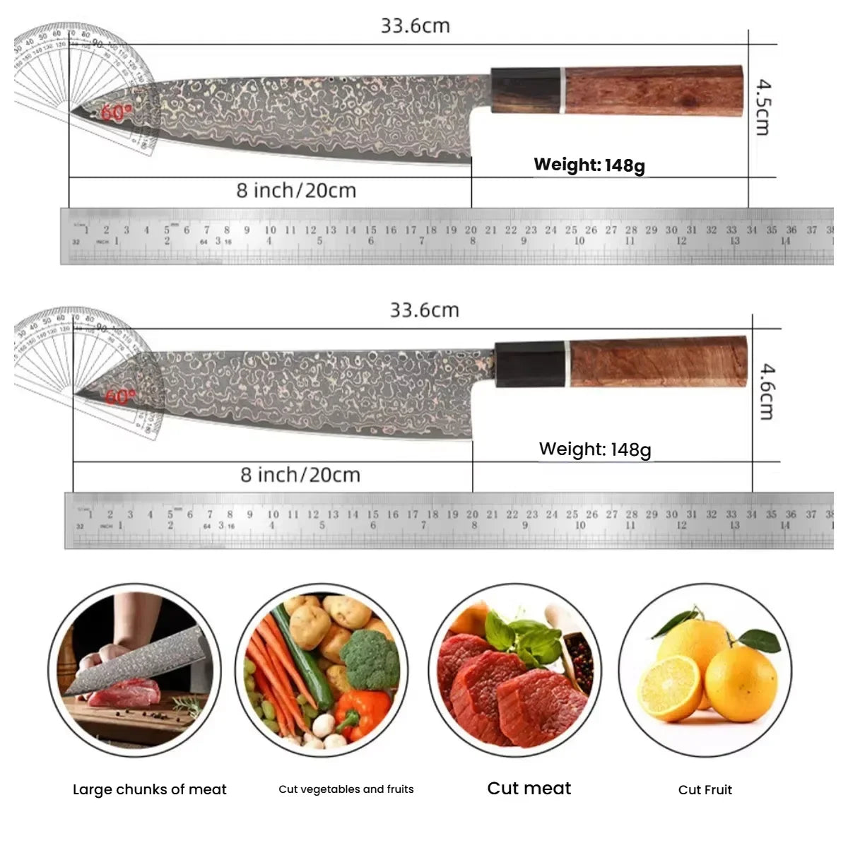 Damascus Steel Chef Knife – Ergonomic Wood Handle | TWK-D35