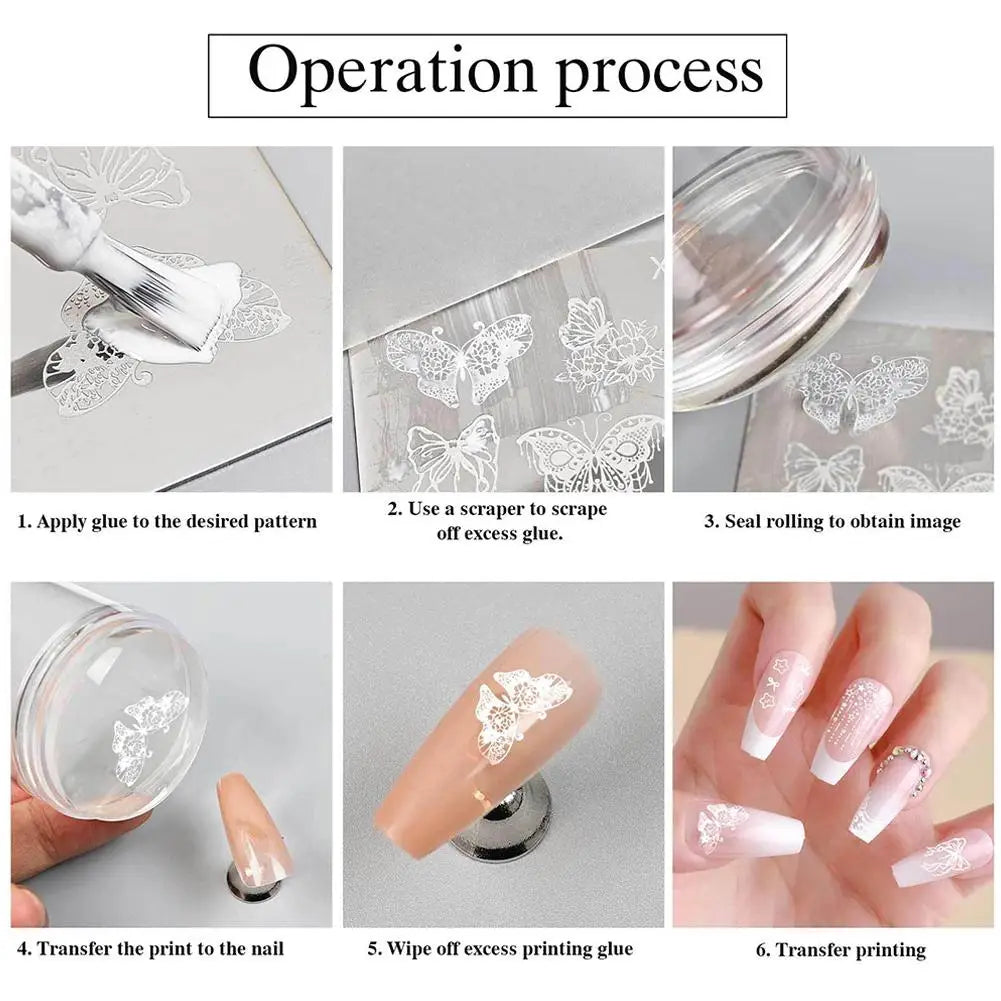 French Nail Art Stamper – Clear Silicone Stamp & Scraper