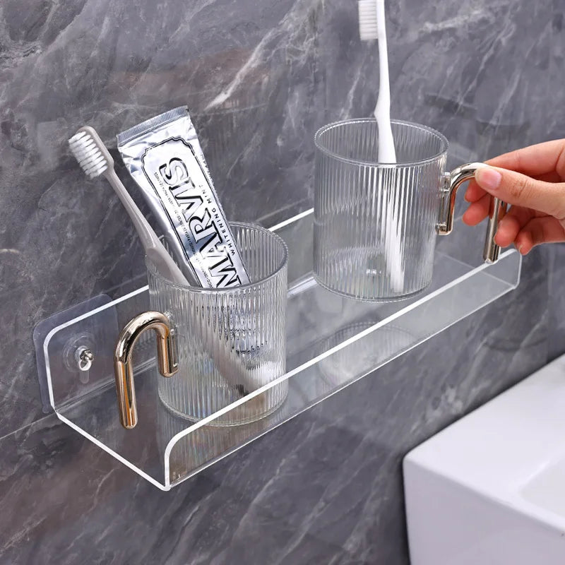 Acrylic Wall Mounted Floating Shelf – Kitchen & Bathroom Rack