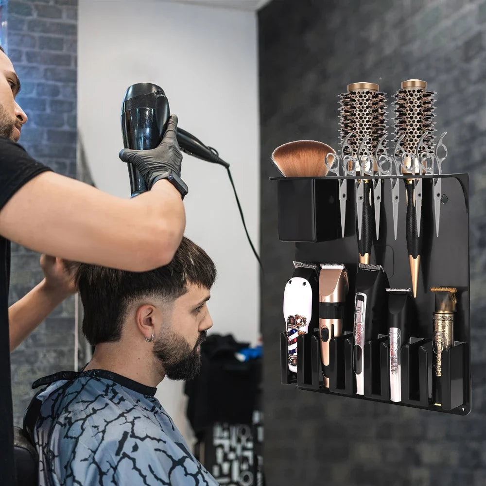 Wall Mount Barber Clipper Holder & Salon Tool Storage Rack