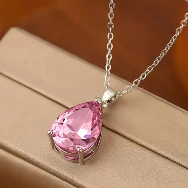 Huitan CZ Pendant Necklace – Sparkling Women's Wedding Jewelry