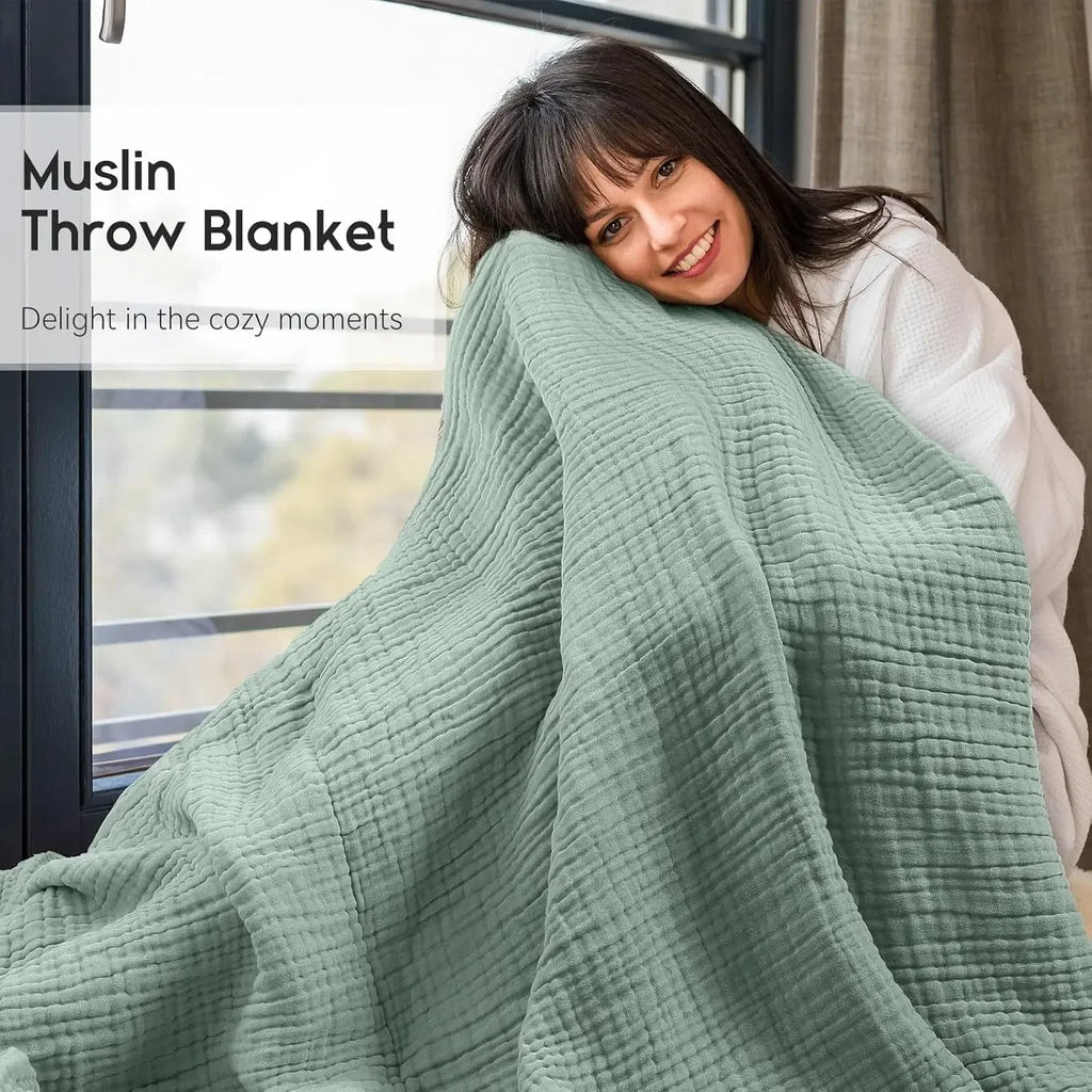 Battilo 6-Layer Muslin Cotton Throw Blanket | Boho Sofa & Bed