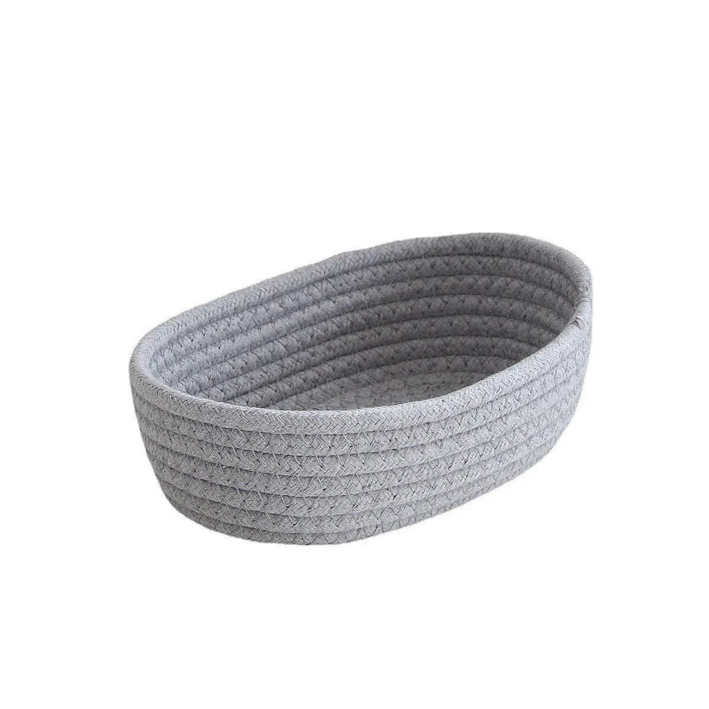 Gray Hand-Woven Cotton Boat Storage Basket | S, M & L