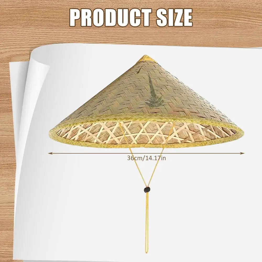 Chinese Retro Bamboo Rattan Fisherman Hat Handmade Weave Straw Bucket