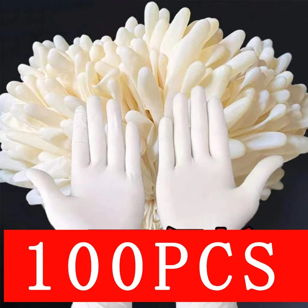 100-Pack Disposable Nitrile Gloves – Latex-Free, White, Oil-Proof