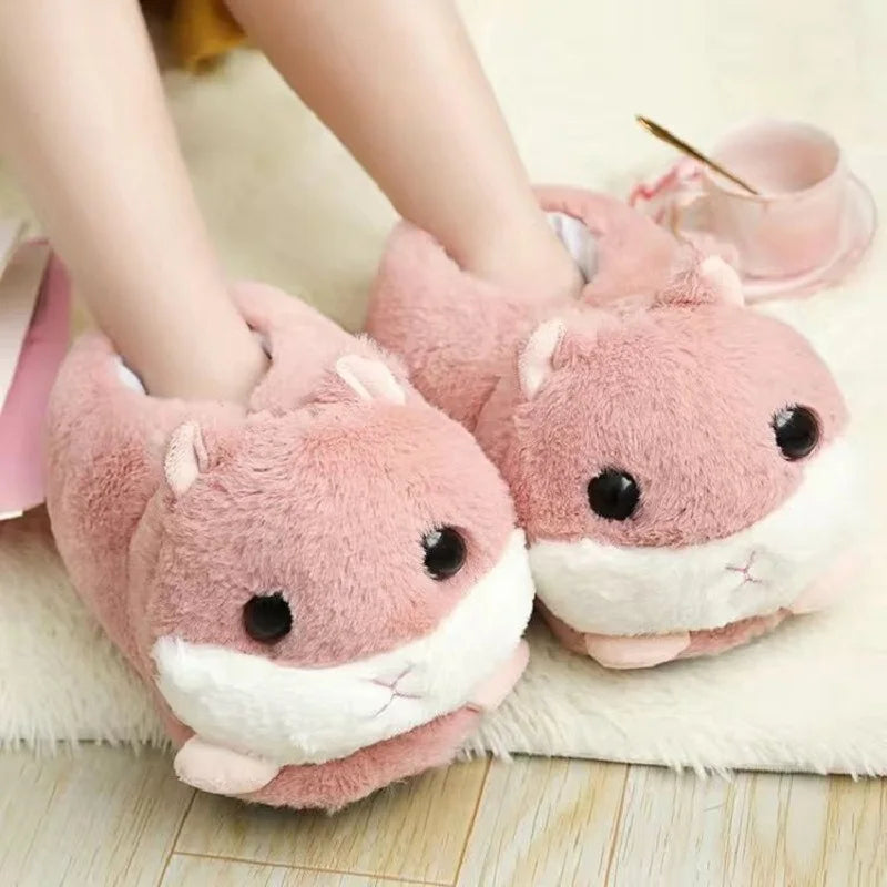 Cute Animal Fluffy Slippers – Women's Winter Cartoon Fur Slides