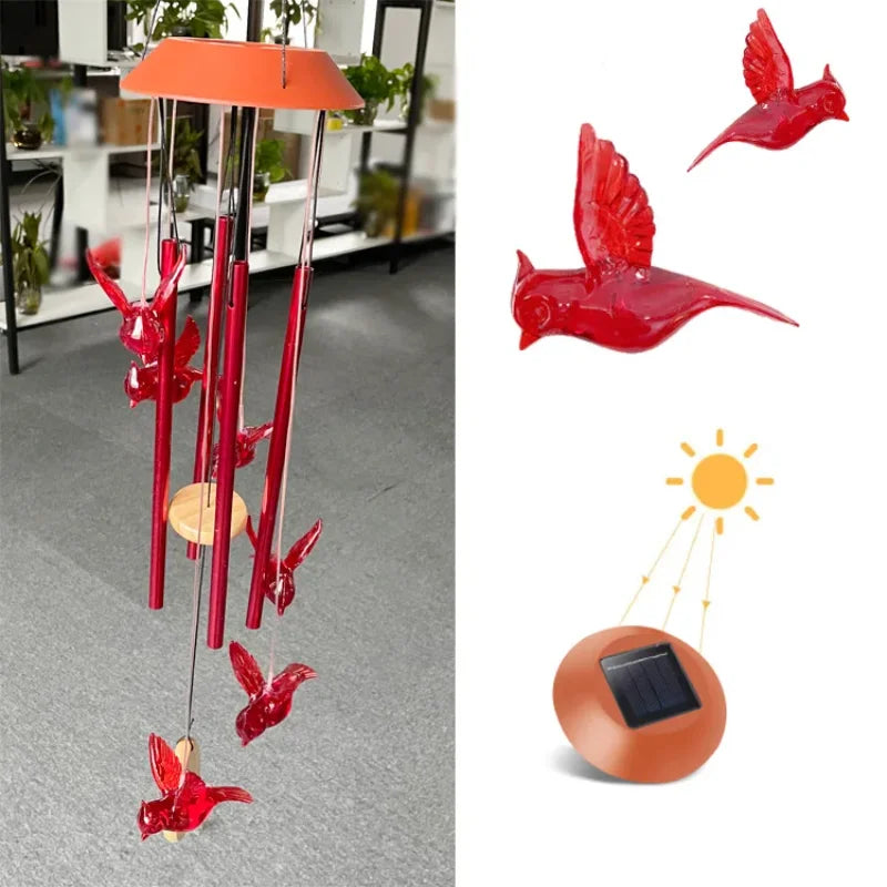 Solar Powered Wind Chime Garden Lights Outdoor Stake Yard Landscape