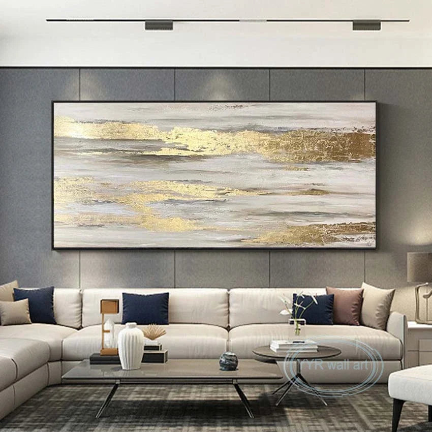Abstract Gold Foil Handmade Oil Painting | Modern Canvas Wall Art