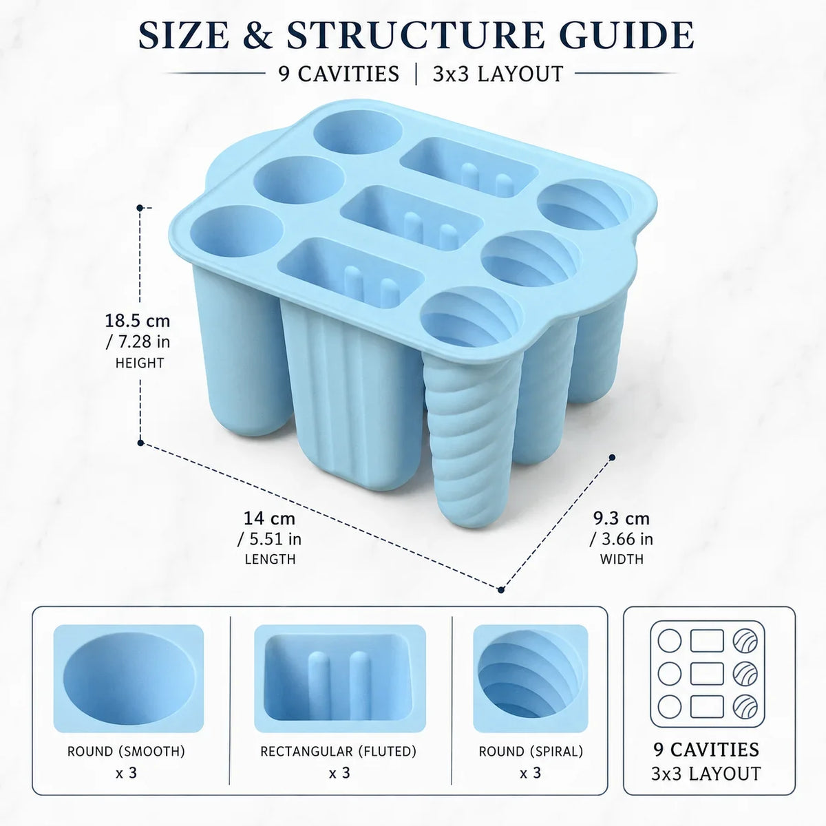 Silicone Popsicle Mold 9/10 Cavity + 50 Wooden Sticks | Ice Pop