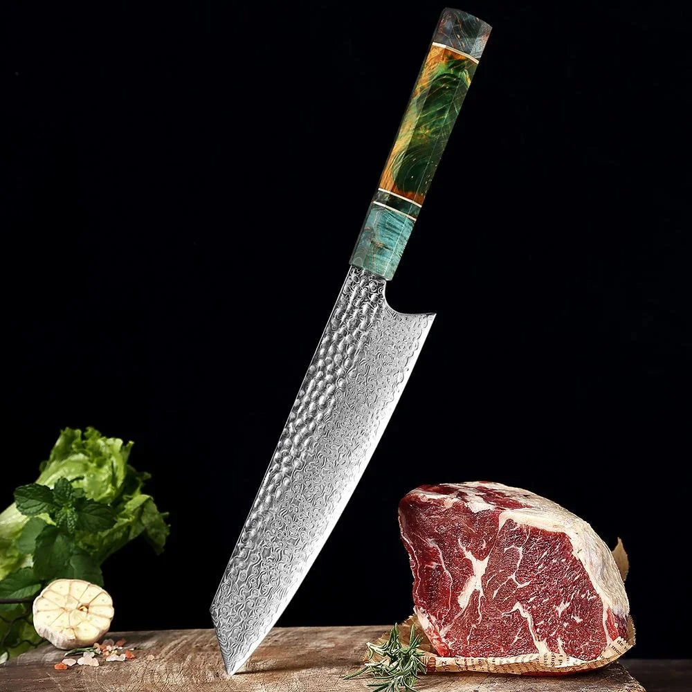 8-Inch Damascus Nakiri Chef Knife – 67-Layer VG10 Steel