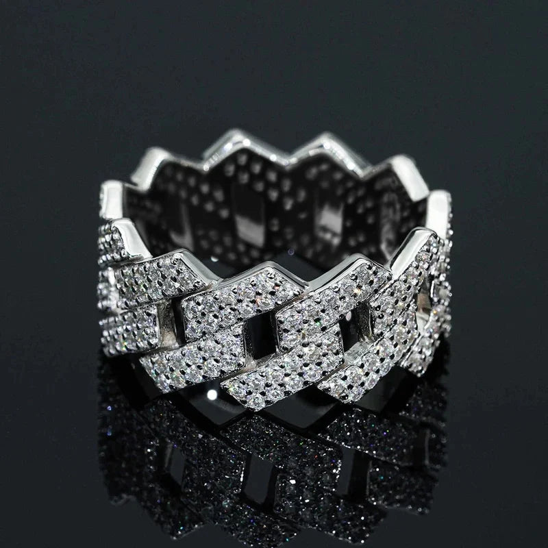 Huitan Silver Chain Ring – Micro Pavé Cubic Zirconia Women