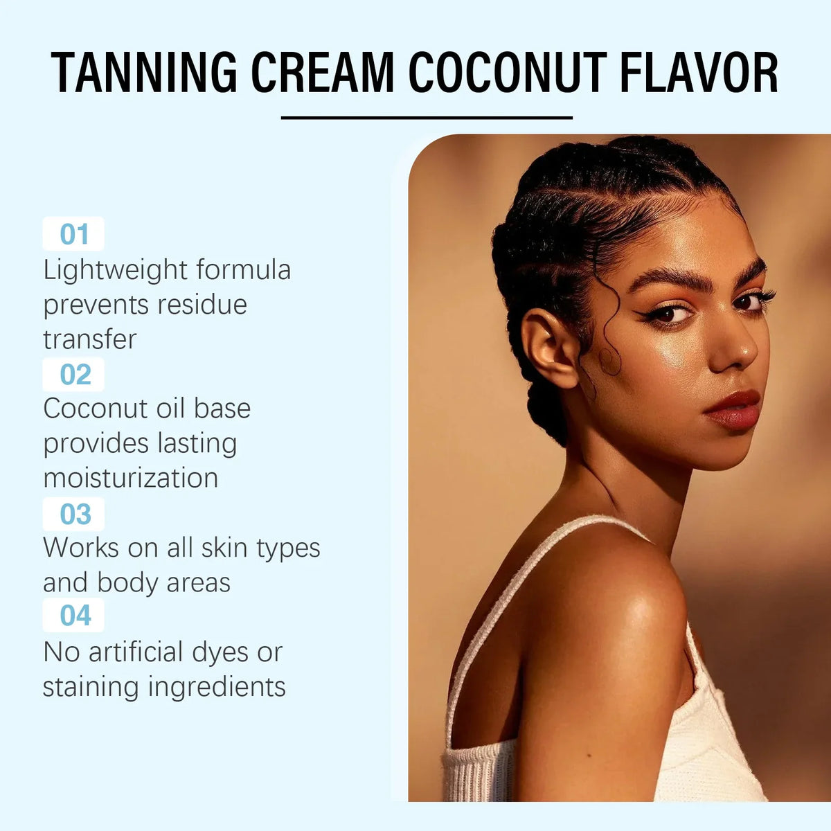 OceAura Coconut Self-Tanning Body Cream – Natural Glow, 100g