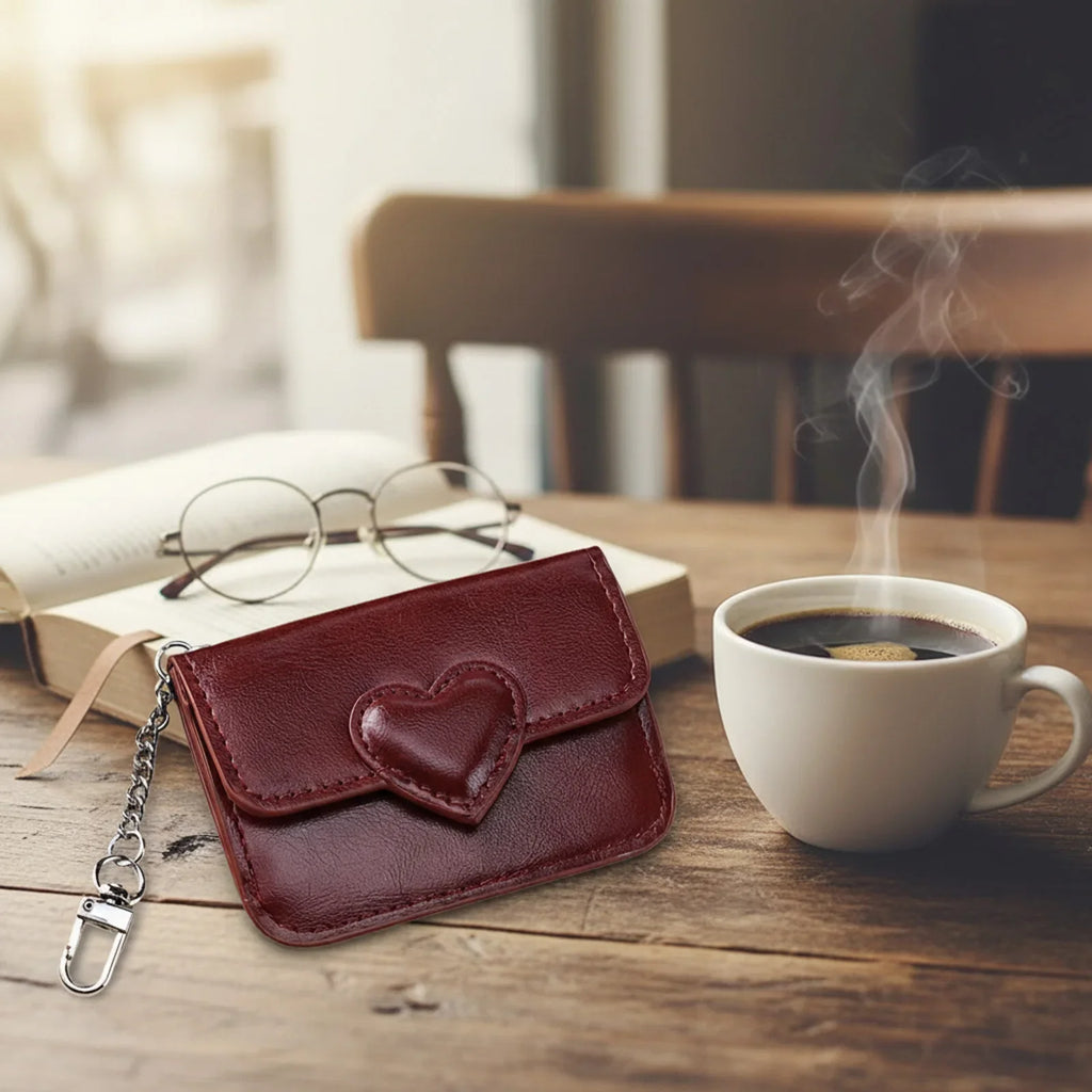 Women's Heart Chain Wallet | Card Slots & Zippered Coin Pocket