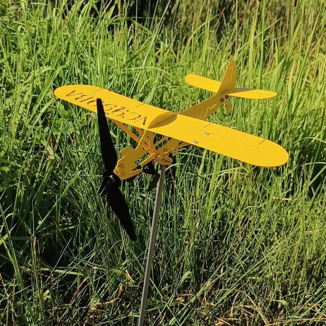 3D Airplane Wind Spinner Metal Weather Vane Garden Ornament