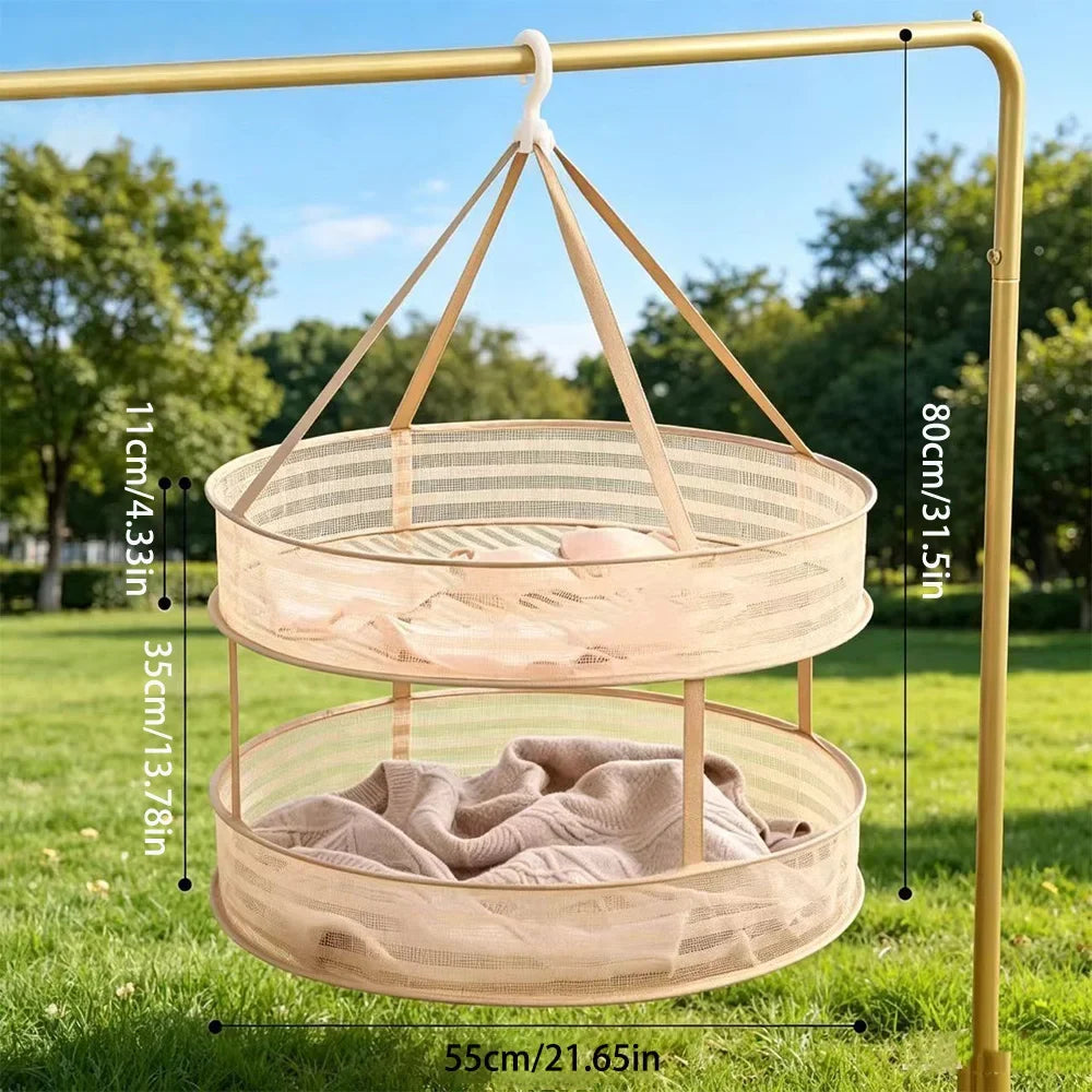 Foldable Hanging Mesh Laundry Bag Windproof Stretch Resistant