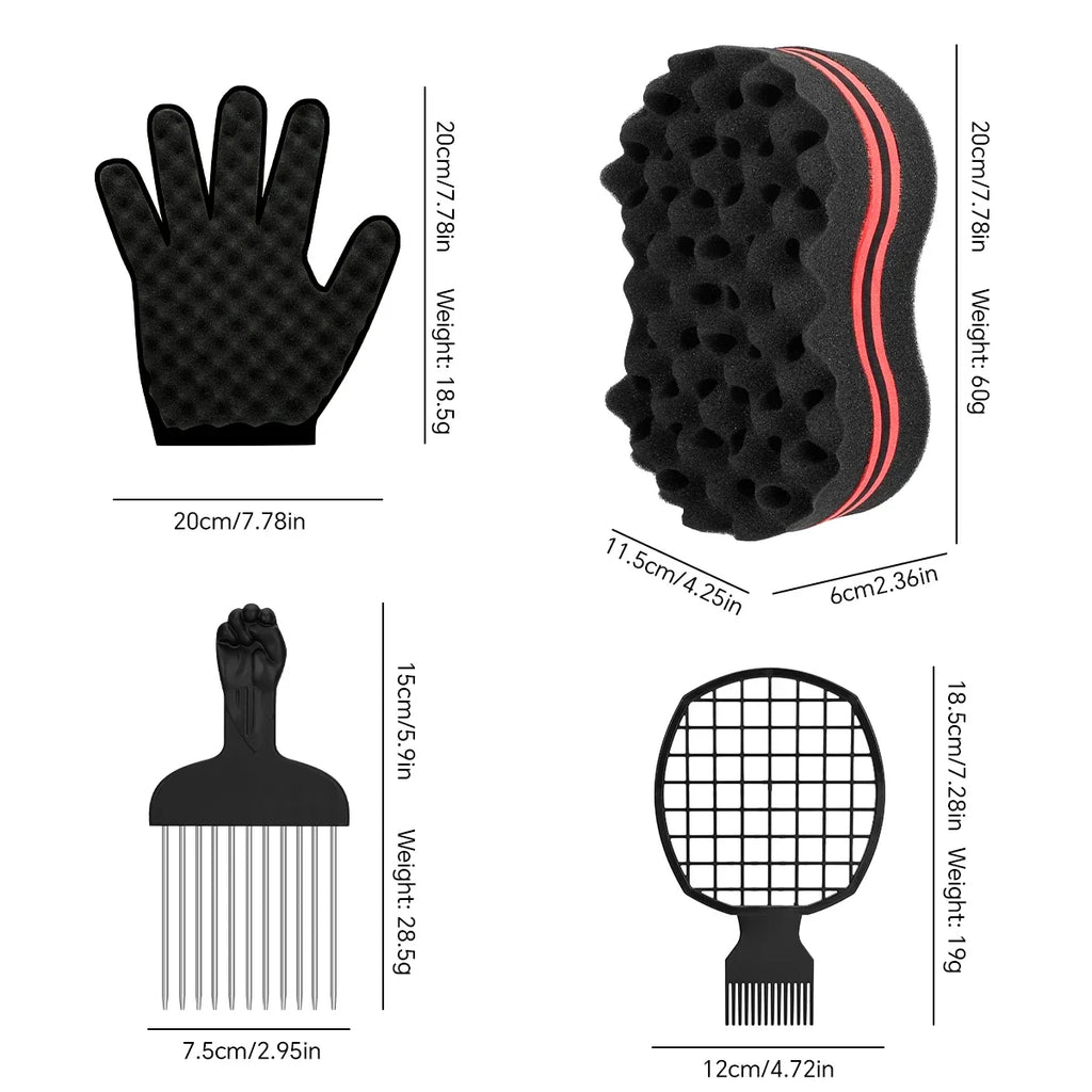 4-Piece Twist Hair Sponge Set – Afro Curl Coil Wave Tool