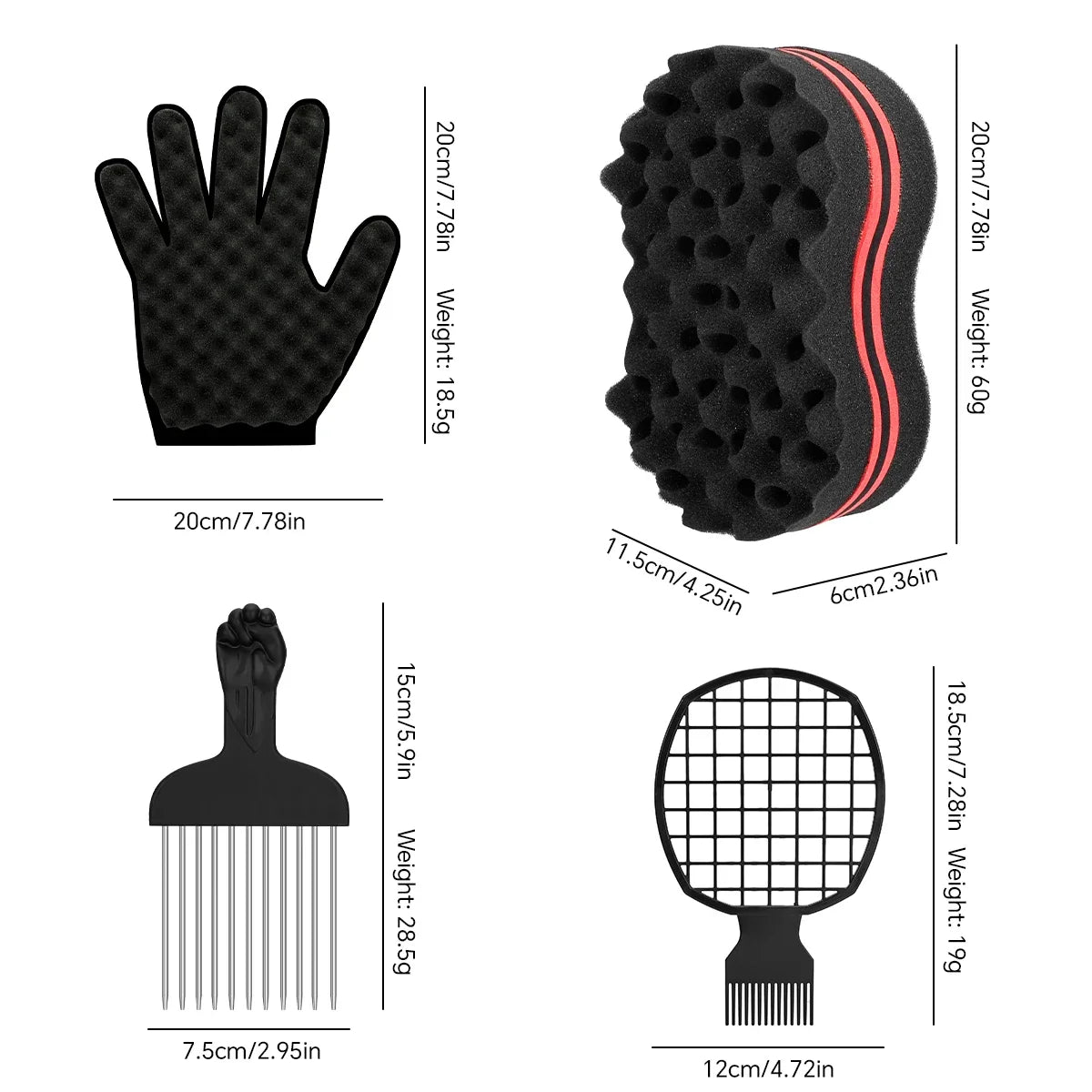 4-Piece Twist Hair Sponge Set – Afro Curl Coil Wave Tool