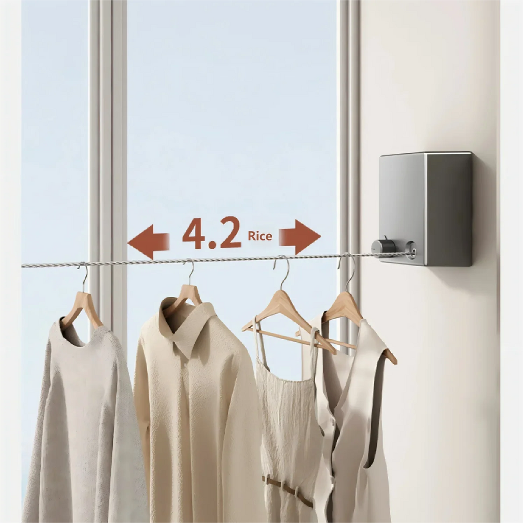 Retractable Clothesline Wall-Mount Space-Saving Drying Rack