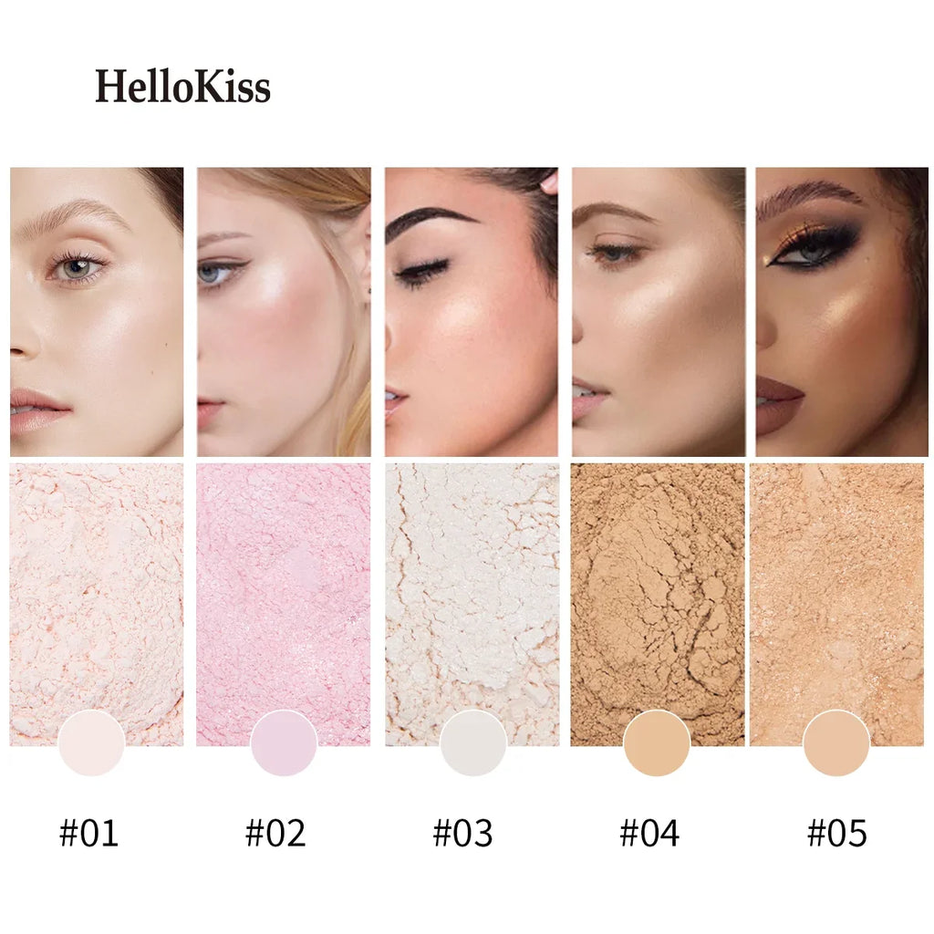 Hello Kiss Loose Setting Powder – 5 Shades, Matte Oil Control