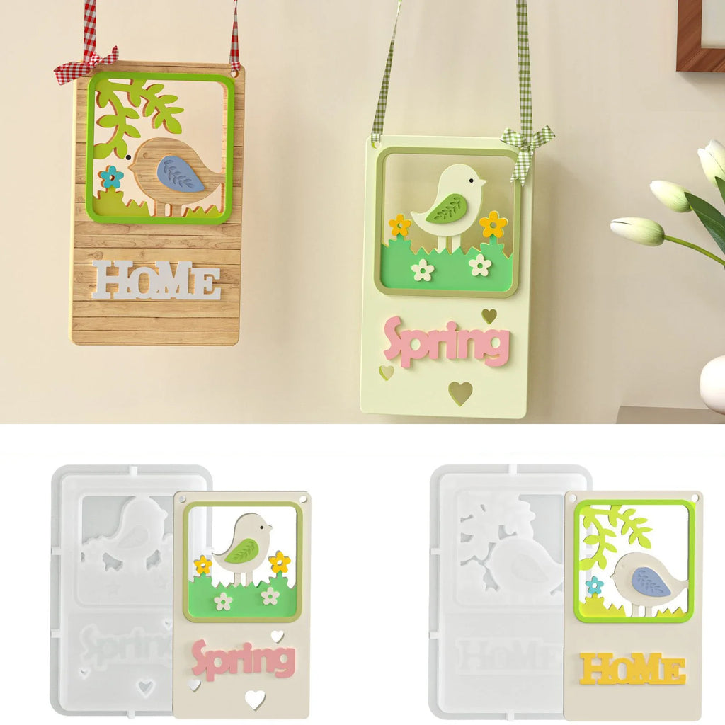Plaster Craft Mold White Flower Hanging Silicone Birdhouse Pendant
