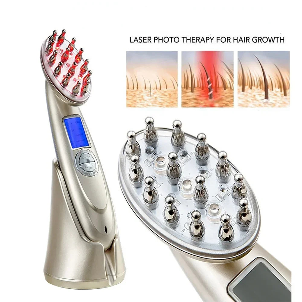 Laser RF Hair Growth Brush | LED EMS Scalp Massager Comb