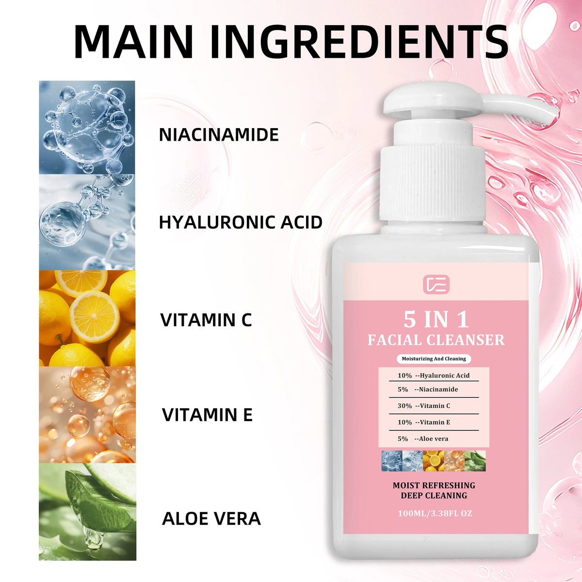 veérenae 5-in-1 Facial Cleanser – Face, Lip & Eye Makeup Remover