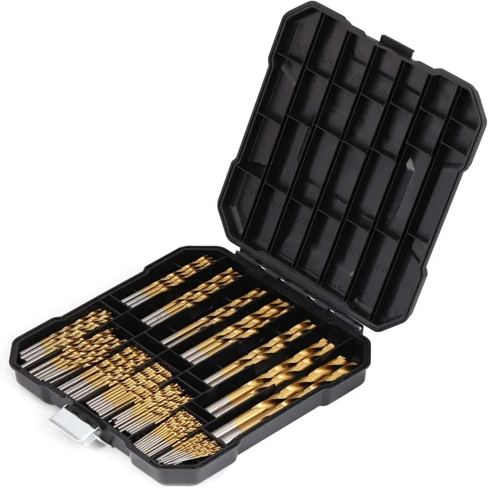 99-Pc Titanium HSS Drill Bit Set 1.5–10mm | Steel Wood Plastic