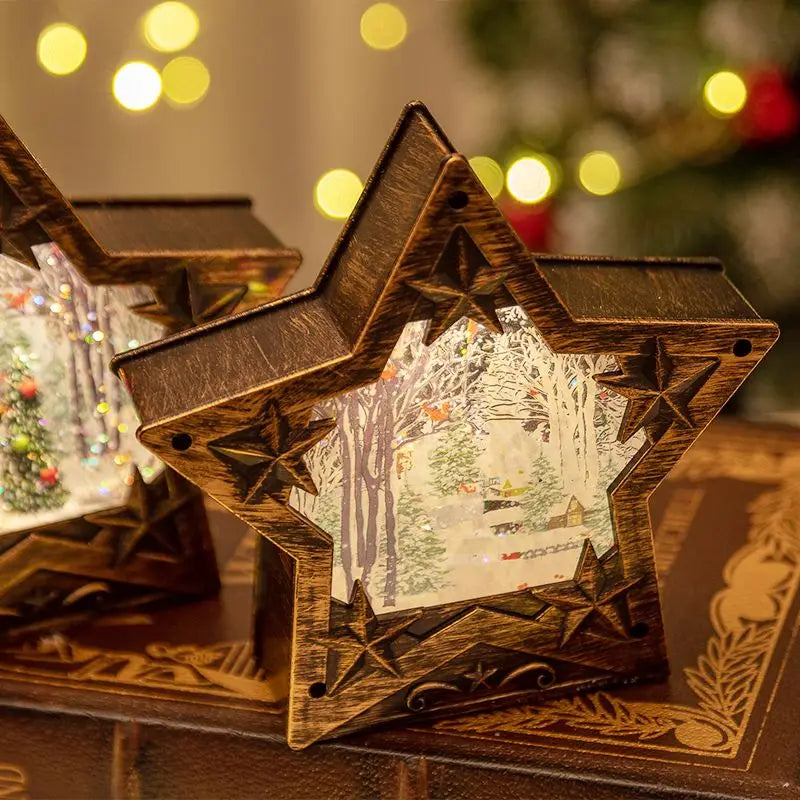 Christmas Decorative Crystal Balls Snowflakes Illuminated Santa Claus