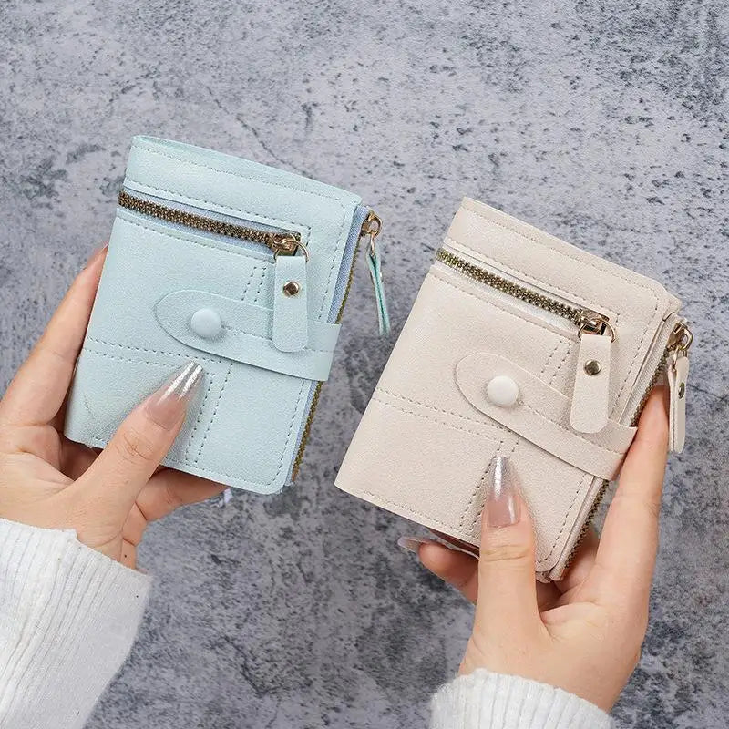 Slim PU Leather Women's Wallet – Zipper Coin Pocket & Card Slots