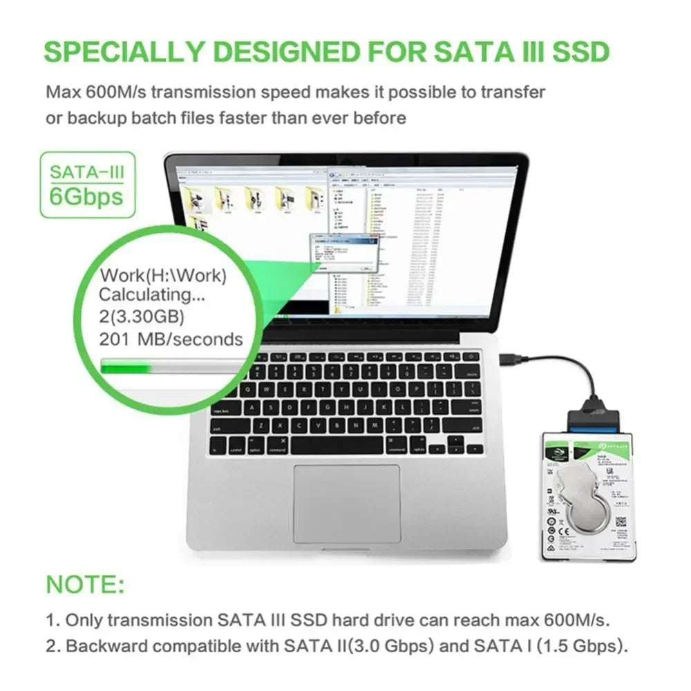 USB 3 0 SATA Cable External HDD SSD Hard Drive 22 Pin Adapter III