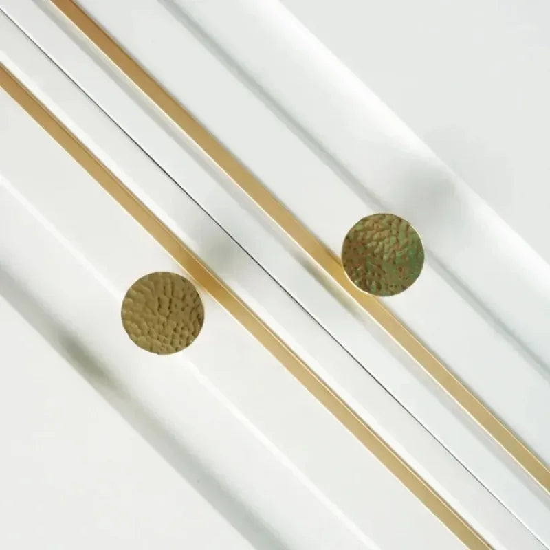 Nordic Solid Brass Cabinet Knobs – Hammered Golden Drawer Pulls