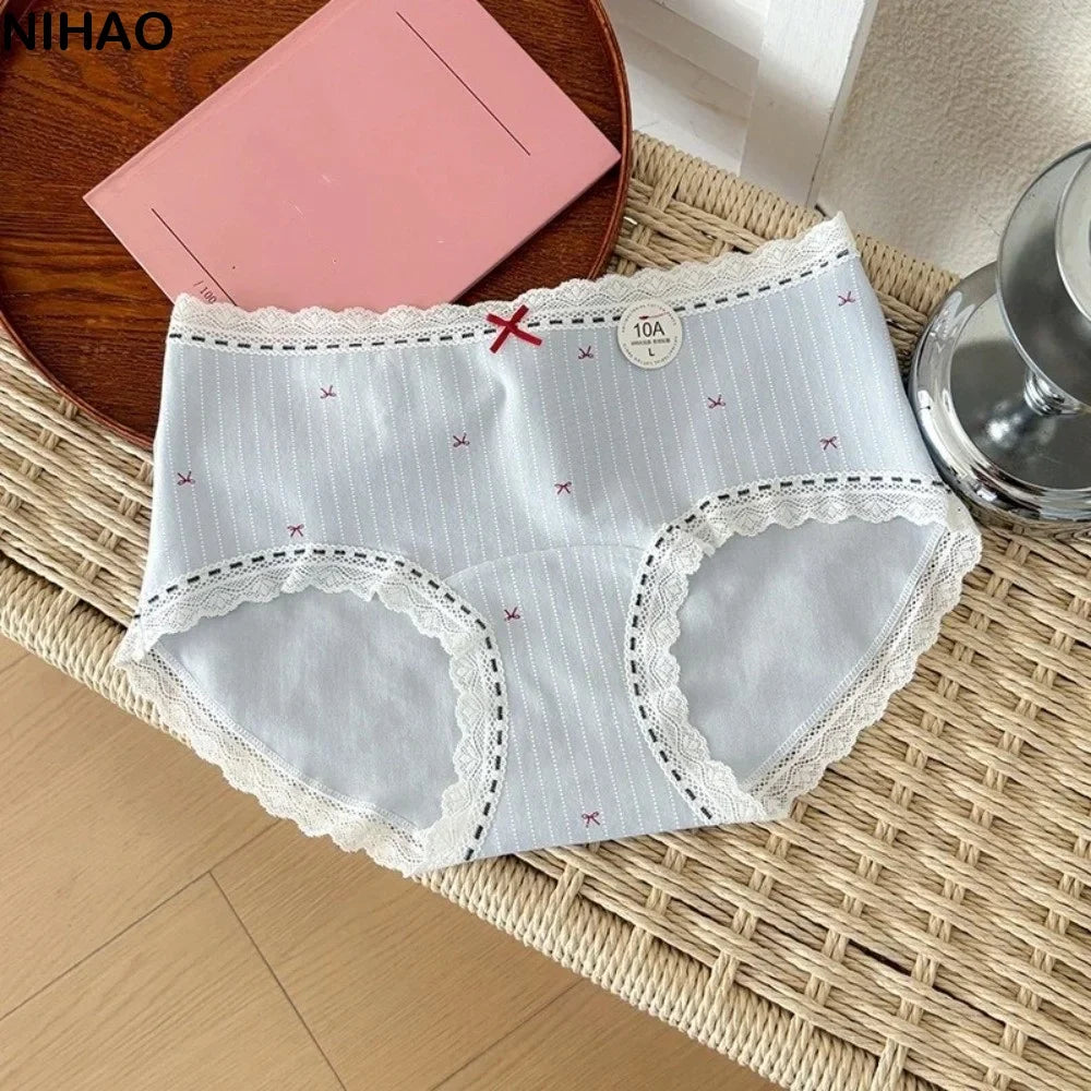 Women's Mid-Rise Cotton Lace Bow Briefs – Soft Daily Underwear