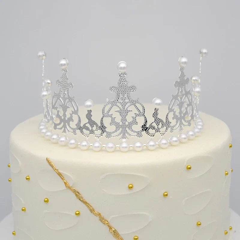 Pearl Crown Half Cake Decoration Flower Ornaments Children's Hair