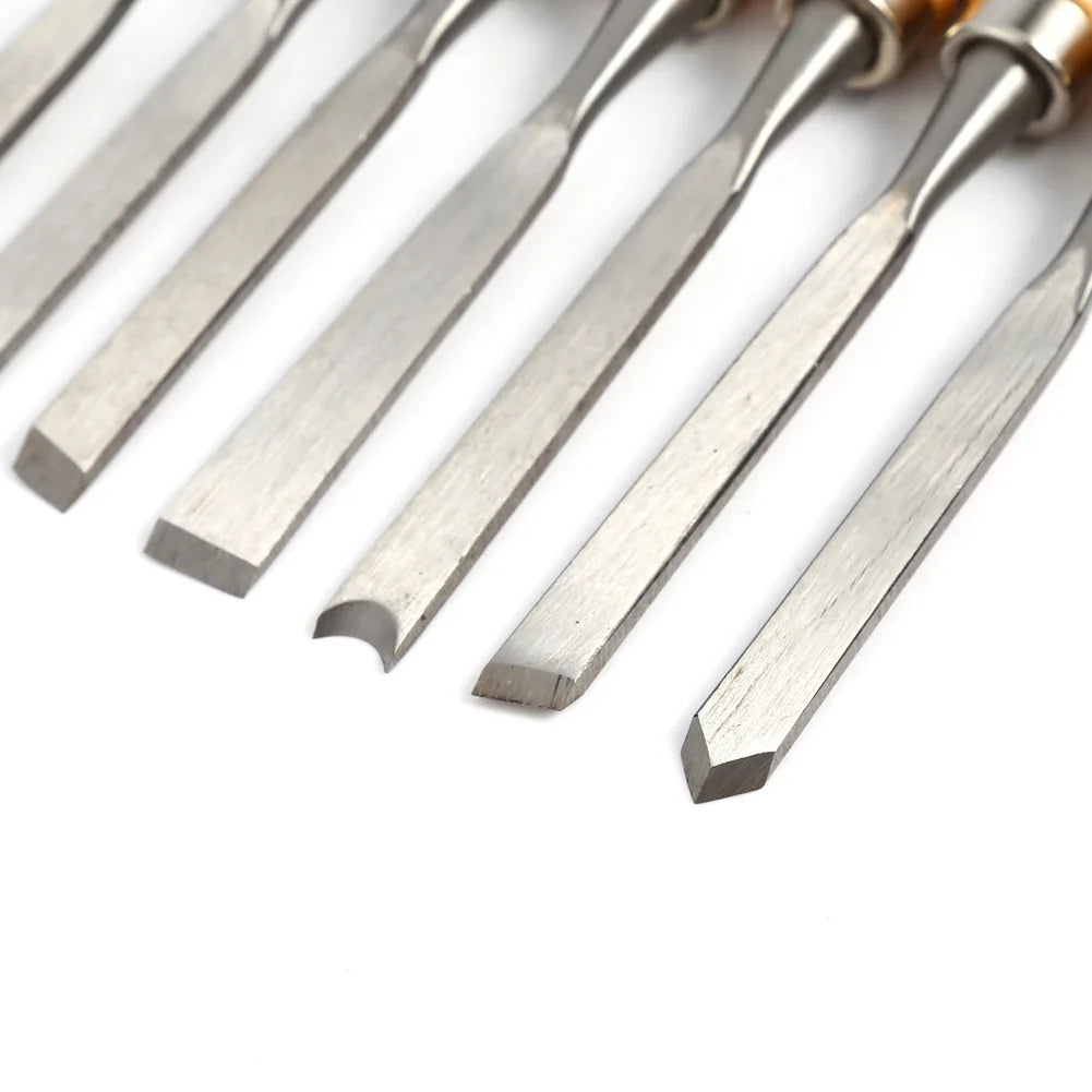 12-Piece Wood Carving Chisel Set – Lathe Gouges & Hand Tools